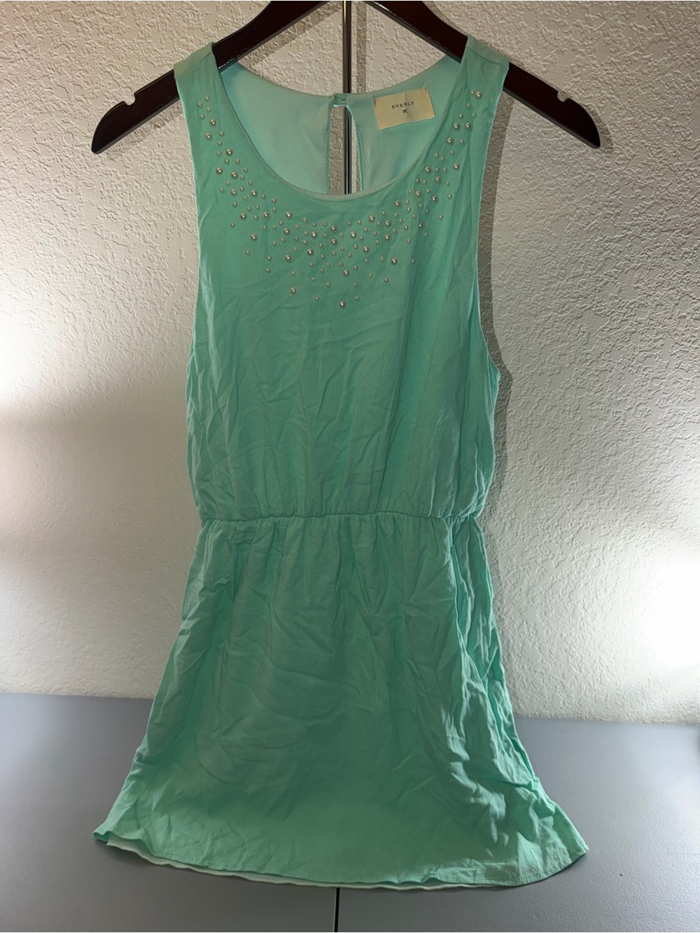 Everly Mint Green Sleeveless Embellished Tank